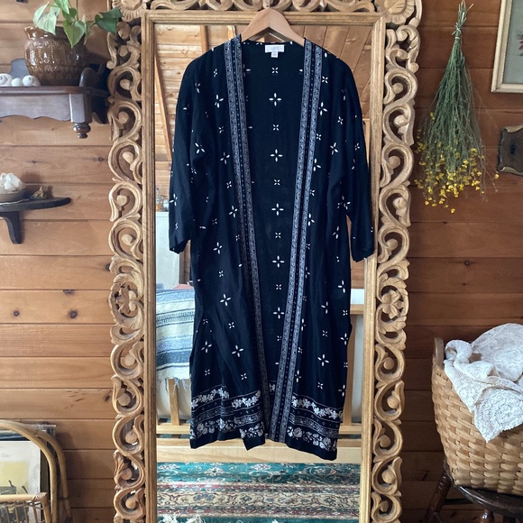 Ann Taylor Loft Kimono Black Robe - Picture 1 of 5